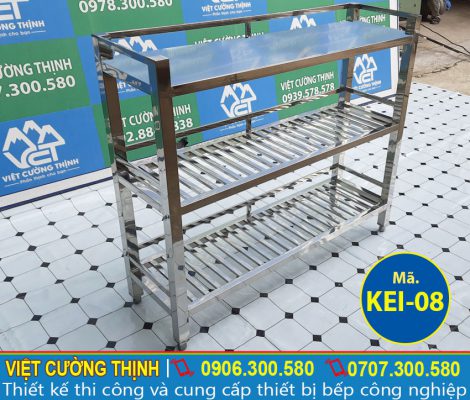 Góc phải kệ inox 3 tầng 2 song 1 phẳng