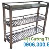 Kệ inox 3 tầng 2 song 1 phẳng KEI-08