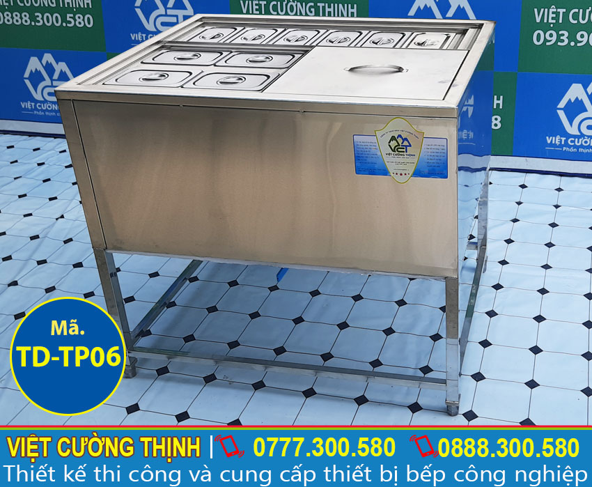 Địa chỉ cung cấp thùng đá inox có khung chân kèm khay topping