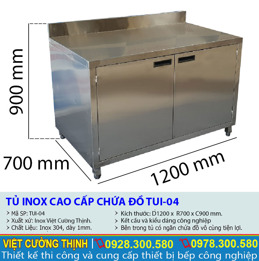 Tỷ lệ kích thước tủ inox chứa đồ TUI-04