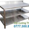 Bàn inox 3 tầng có gáy BAI-12