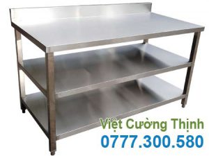 Bàn inox 3 tầng có gáy BAI-12