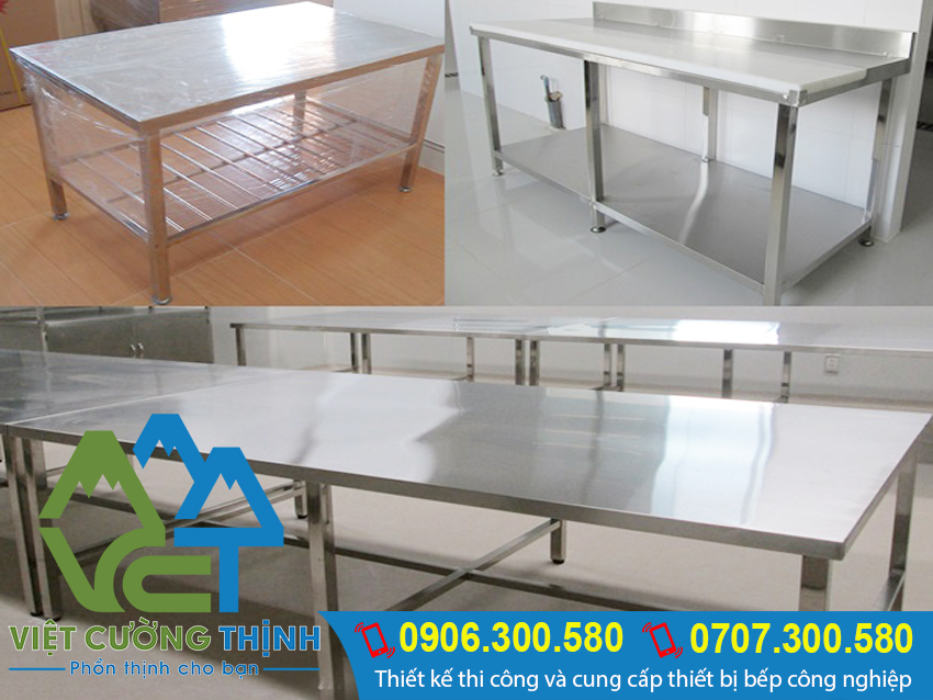 Bàn inox 2 tầng, bàn inox cao cấp, bàn sơ chế inox, bàn inox nhà bếp giá tốt.