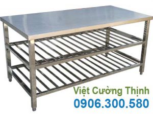 Bàn inox 3 tầng có kệ dưới BAI-10