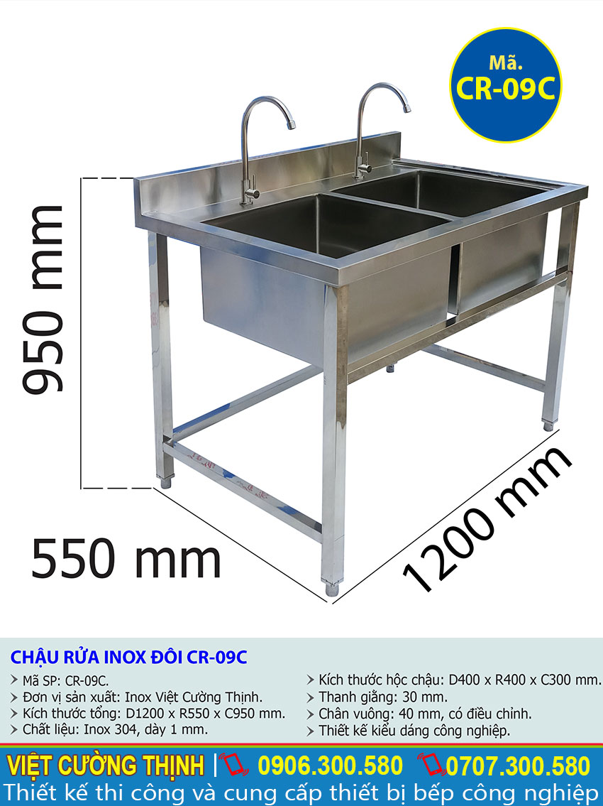 Giá bồn rửa chén inox đôi CR-09C