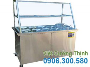 Tủ hâm nóng thức ăn 8 khay và 2 nồi, tủ trưng bày hâm nóng thức ăn 8 khay và 2 nồi giá tốt tại Inox Việt Cường Thịnh.
