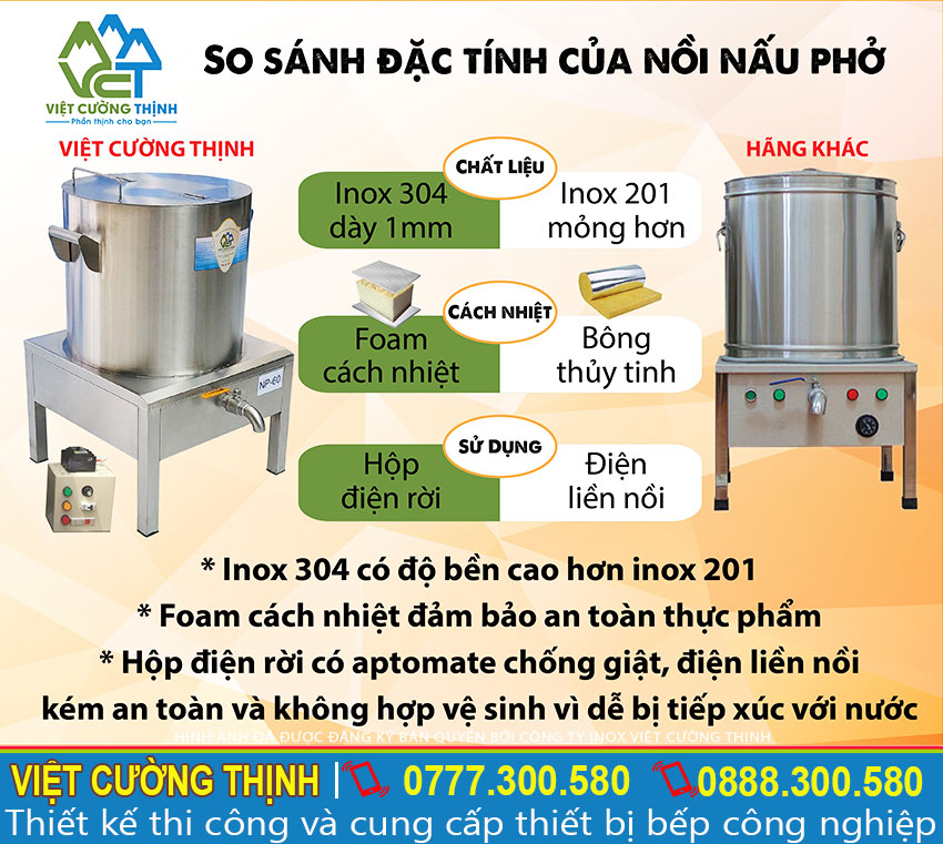 Hãy liên hệ Việt Cường Thịnh mua ngay nồi nấu phở bằng điện chất lượng uy tín nhé!