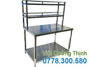 Bàn Inox 2 Tầng Có Kệ Song Trên BAI-17