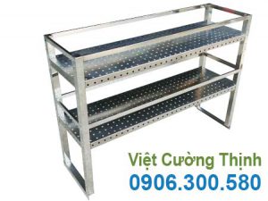 Kệ Bếp Inox 2 Tầng Trên Bàn Loại Phẳng Có Đục Lỗ KEI-11