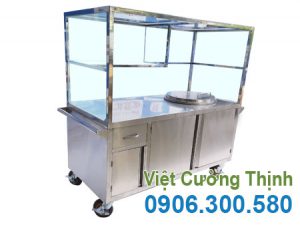 Xe bán hủ tiếu, xe bán phở inox có nồi nước lèo bằng điện