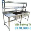 Chậu rửa hộc lớn hộc nhỏ cánh trái có khung kệ CR-33
