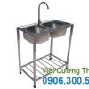 Bồn rửa gia đình 2 hộc có kệ dưới chân cao CR-103