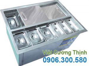 Thùng đá inox âm bàn có khay topping TD-TP15