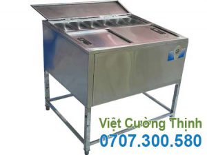 Thùng đá inox khung chân có khay topping TD-TP11