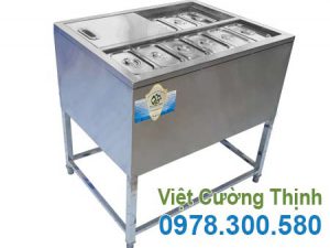 Thùng đá inox khung chân có khay topping TD-TP12