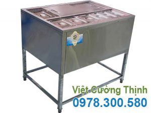 Thùng đá inox khung chân có khay topping TD-TP14