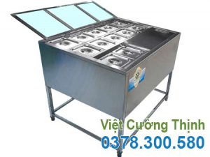 Thùng đá inox khung chân có khay topping TD-TP16