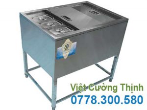 Thùng đá inox khung chân có khay topping TD-TP19