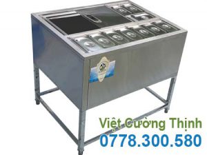 Thùng đá inox khung chân có khay topping TD-TP20