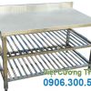Bàn inox 3 tầng có gáy và kệ dưới BAI-23