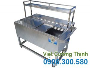Thùng đá inox khung chân có khay topping TD-TP25