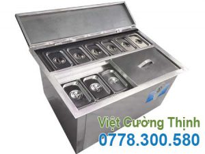 Thùng chứa đá inox có khay topping TD-TP22