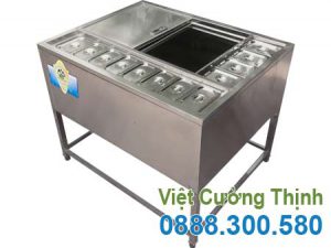 Thùng đá inox khung chân có khay topping TD-TP26