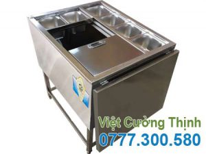 Thùng đựng đá khung chân có khay topping