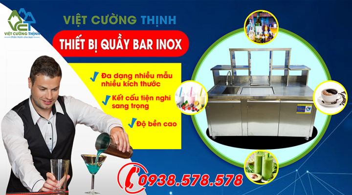 Quầy pha chế inox, thiết bị bar cafe cao cấp