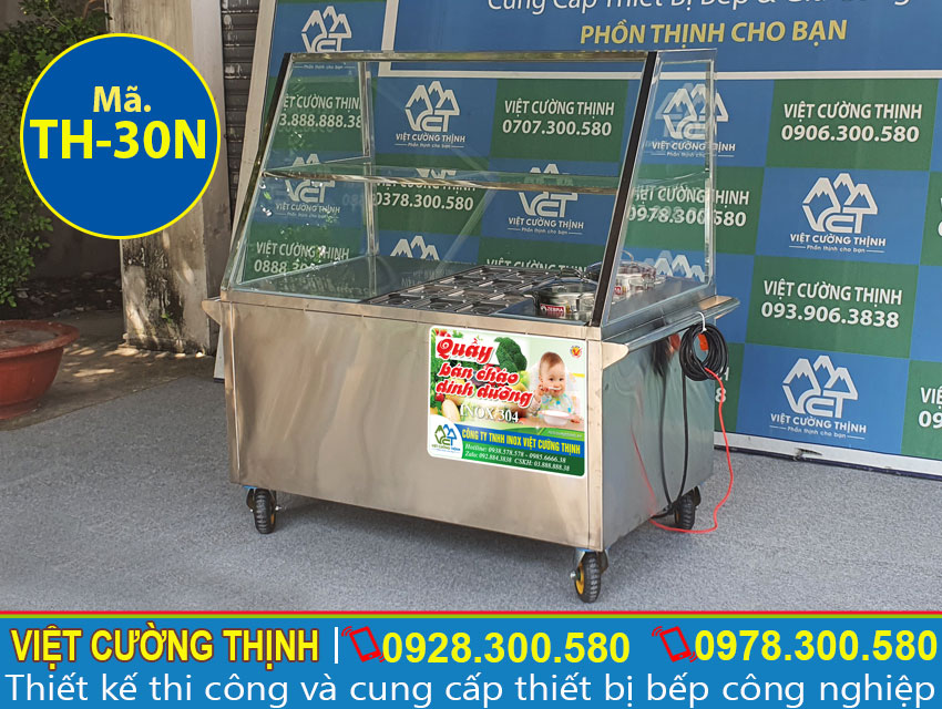 Góc trái của quầy hâm nóng cháo dinh dưỡng giá tốt tại Inox Việt Nam.