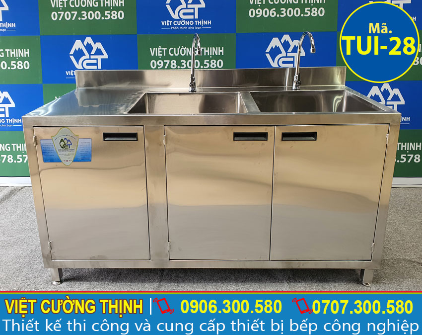 Tủ inox có 2 bồn rửa cao cấp TUI-28 (01)