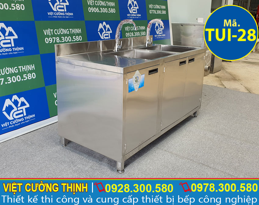 Tủ inox có 2 bồn rửa cao cấp TUI-28 (03)