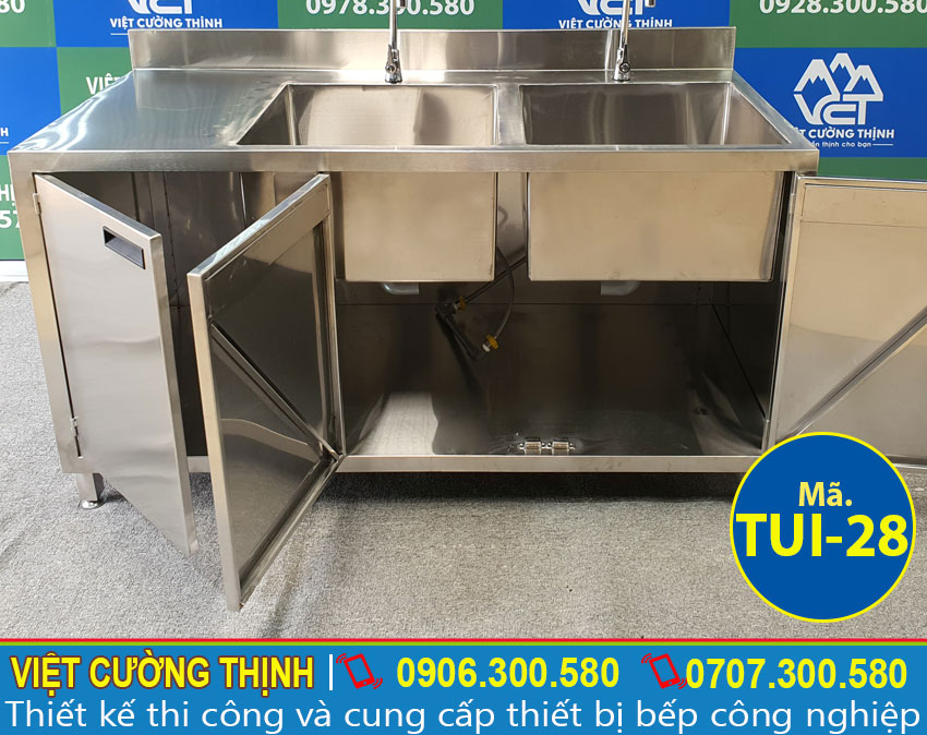 Tủ inox có 2 bồn rửa cao cấp TUI-28 (04)
