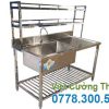 Chậu Rửa Inox Dài 1m6 Có Cánh Phải Và Kệ Song Trên Dưới CR-65