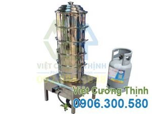 Nồi Hấp Inox Kèm Bếp Gas 4 Tầng Size 400 NH-D400-4T/BG