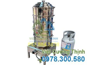 Nồi Hấp Inox 4 Tầng Kèm Bếp Gas Size 500 NH-D500-4T/BG