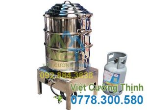Nồi Hấp Inox 2 Tầng Kèm Bếp Gas Size 600 NH-D600-2T/BG