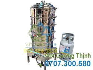 Nồi Hấp Inox 4 Tầng Kèm Bếp Gas Size 600 NH-D600-4T/BG