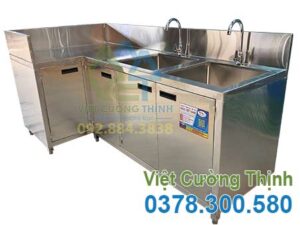 Tủ Inox Góc Chữ L Có 2 Bồn Rửa TUI-53