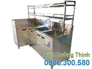 Tủ Inox Góc Chữ L Có Kệ Trên Và Bồn Rửa TUI-54